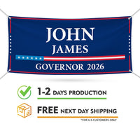 John James For Michigan U.S. Governor Banner Sign, 13 oz Waterproof US Governor Election 2026 Vinyl Banner With Metal Grommets