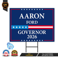 Aaron Ford For Nevada Governor 2026 Yard Sign, Corrugated Plastic Governor Elections Race Red White & Blue Yard Sign with Metal H-Stake