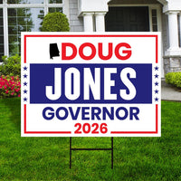 Doug Jones For Alabama Governor 2026 Yard Sign, Corrugated Plastic Governor Elections Race Red White & Blue Yard Sign with Metal H-Stake