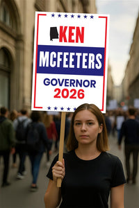 Ken McFeeters For Alabama Governor 2026 Election Sign, Political Campaign Sign, Republican party, Governor Election 2026 Race Poster Sign