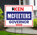 Ken McFeeters For Alabama Governor 2026 Yard Sign, Corrugated Plastic Governor Elections Race Red White & Blue Yard Sign with Metal H-Stake