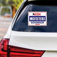 Ken McFeeters For Alabama Governor 2026 Vinyl Sticker, Vote Ken McFeeters, Alabama Governor Elections 2026 Bumper Sticker, 6" x 4.5"