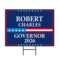 Robert B. Charles For Maine Governor 2026 Yard Sign, Corrugated Plastic Governor Elections Race Red White Blue Yard Sign with Metal H-Stake