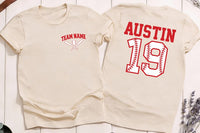 Custom Baseball Team Shirt, Baseball Mom Shirt, Baseball Player Tee, Pocket Baseball Name Shirt, Number Baseball Shirt, Front Back
