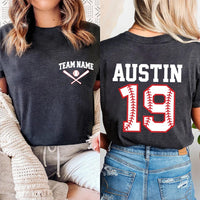 Custom Baseball Team Shirt, Baseball Mom Shirt, Baseball Player Tee, Pocket Baseball Name Shirt, Number Baseball Shirt, Front Back