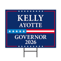 Kelly Ayotte For New Hampshire Governor 2026 Yard Sign, Corrugated Governor Elections Race Red White & Blue Yard Sign with Metal H-Stake