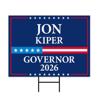 Jon Kiper For New Hampshire Governor 2026 Yard Sign, Corrugated Plastic Governor Elections Race Red White Blue Yard Sign with Metal H-Stake
