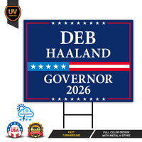 Deb Haaland For New Mexico Governor 2026 Yard Sign, Corrugated Plastic Governor Elections Race Red White & Blue Yard Sign with Metal H-Stake