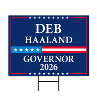 Deb Haaland For New Mexico Governor 2026 Yard Sign, Corrugated Plastic Governor Elections Race Red White & Blue Yard Sign with Metal H-Stake