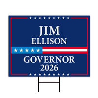 Jim Ellison For New Mexico Governor 2026 Yard Sign, Corrugated Plastic Governor Elections Race Red White & Blue Yard Sign with Metal H-Stake