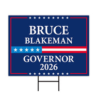 Bruce Blakeman For New York Governor 2026 Yard Sign, Corrugated Plastic Governor Elections Race Red White Blue Yard Sign with Metal H-Stake