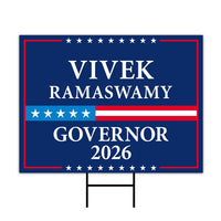 Vivek Ramaswamy For Ohio Governor 2026 Yard Sign, Corrugated Plastic Governor Elections Race Red White & Blue Yard Sign with Metal H-Stake