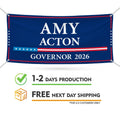 Amy Acton For Ohio U.S. Governor Banner Sign, 13 oz Waterproof US Governor Election 2026 Vinyl Banner With Metal Grommets