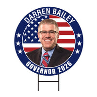 Darren Bailey For Illinois Governor 2026 Yard Sign, Corrugated Plastic Governor Elections Race Red White & Blue Yard Sign with Metal H-Stake