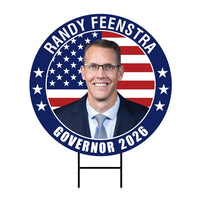 Randy Feenstra For Iowa Governor 2026 Yard Sign, Corrugated Plastic Governor Elections Race Red White & Blue Yard Sign with Metal H-Stake