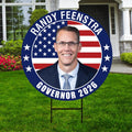 Randy Feenstra For Iowa Governor 2026 Yard Sign, Corrugated Plastic Governor Elections Race Red White & Blue Yard Sign with Metal H-Stake