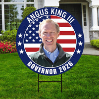 Angus King III For Maine Governor 2026 Yard Sign, Corrugated Plastic Governor Elections Race Red White & Blue Yard Sign with Metal H-Stake