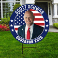 Scott Schwab For Kansas Governor 2026 Yard Sign, Corrugated Plastic Governor Elections Race Red White & Blue Yard Sign with Metal H-Stake