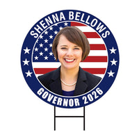 Shenna Bellows For Maine Governor 2026 Yard Sign, Corrugated Plastic Governor Elections Race Red White & Blue Yard Sign with Metal H-Stake