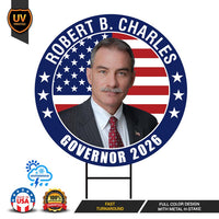 Robert B. Charles For Maine Governor 2026 Yard Sign, Corrugated Plastic Governor Elections Race Red White Blue Yard Sign with Metal H-Stake