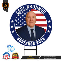 Carl Brunner For Maryland Governor 2026 Yard Sign, Corrugated Plastic Governor Elections Race Red White & Blue Yard Sign with Metal H-Stake