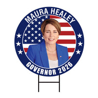 Maura Healey For Massachusetts Governor 2026 Yard Sign, Corrugated Governor Elections Race Red White & Blue Yard Sign with Metal H-Stake