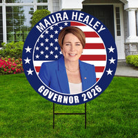 Maura Healey For Massachusetts Governor 2026 Yard Sign, Corrugated Governor Elections Race Red White & Blue Yard Sign with Metal H-Stake