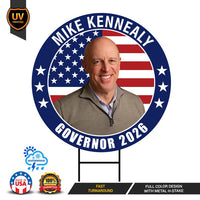 Mike Kennealy For Massachusetts Governor 2026 Yard Sign, Corrugated Governor Elections Race Red White & Blue Yard Sign with Metal H-Stake
