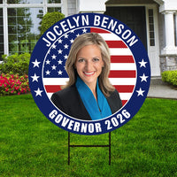 Jocelyn Benson For Michigan Governor 2026 Yard Sign, Corrugated Plastic Governor Elections Race Red White Blue Yard Sign with Metal H-Stake