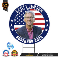 Scott Jensen For Minnesota Governor 2026 Yard Sign, Corrugated Plastic Governor Elections Race Red White & Blue Yard Sign with Metal H-Stake