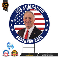 Joe Lombardo For Nevada Governor 2026 Yard Sign, Corrugated Plastic Governor Elections Race Red White & Blue Yard Sign with Metal H-Stake