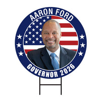 Aaron Ford For Nevada Governor 2026 Yard Sign, Corrugated Plastic Governor Elections Race Red White & Blue Yard Sign with Metal H-Stake