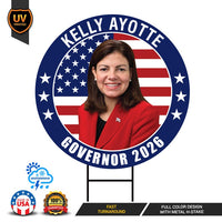 Kelly Ayotte For New Hampshire Governor 2026 Yard Sign, Corrugated Governor Elections Race Red White & Blue Yard Sign with Metal H-Stake