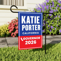 Katie Porter For California Governor 2026 Garden Flag, Double Sided, 2026 Governor Flag, Elections Flag, Race Red White & Blue Flag