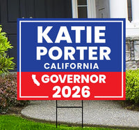 Katie Porter For California Governor 2026 Yard Sign, Corrugated Plastic Governor Elections Race Red White Blue Yard Sign with Metal H-Stake