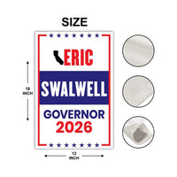 Eric Swalwell For California Governor 2026 Garden Flag, Double Sided, 2026 Governor Flag, Elections Flag, Race Red White & Blue Flag