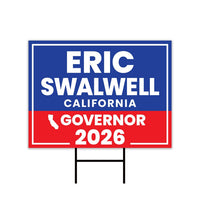 Eric Swalwell For California Governor 2026 Yard Sign, Corrugated Plastic Governor Elections Race Red White Blue Yard Sign with Metal H-Stake