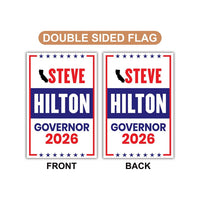 Steve Hilton For California Governor 2026 Garden Flag, Double Sided, 2026 Governor Flag, Elections Flag, Race Red White & Blue Flag