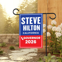 Steve Hilton For California Governor 2026 Garden Flag, Double Sided, 2026 Governor Flag, Elections Flag, Race Red White & Blue Flag