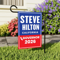 Steve Hilton For California Governor 2026 Garden Flag, Double Sided, 2026 Governor Flag, Elections Flag, Race Red White & Blue Flag