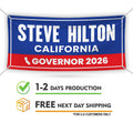 Steve Hilton For California U.S. Governor Banner Sign, 13 oz Waterproof US Governor Election 2026 Vinyl Banner With Metal Grommets