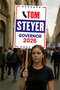Tom Steyer For California Governor 2026 Election Sign, Political Campaign Sign, Democratic party, Governor Election 2026 Race Poster Sign