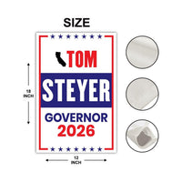 Tom Steyer For California Governor 2026 Garden Flag, Double Sided, 2026 Governor Flag, Democratic, Elections Flag, Race Red White Blue Flag
