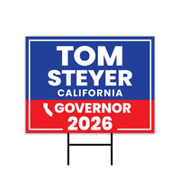 Tom Steyer For California Governor 2026 Yard Sign, Corrugated Plastic Governor Elections Race Red White & Blue Yard Sign with Metal H-Stake