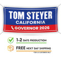 Tom Steyer For California U.S. Governor Banner Sign, 13 oz Waterproof US Governor Election 2026 Vinyl Banner With Metal Grommets