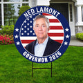 Ned Lamont For Connecticut Governor Yard Sign - Coroplast 2026 Governor Elections Race Red White & Blue Yard Sign with Metal H-Stake