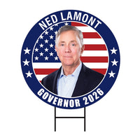 Ned Lamont For Connecticut Governor Yard Sign - Coroplast 2026 Governor Elections Race Red White & Blue Yard Sign with Metal H-Stake