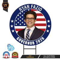 Ryan Fazio For Connecticut Governor Yard Sign - Coroplast 2026 Governor Elections Race Red White & Blue Yard Sign with Metal H-Stake