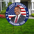 Jerry Demings For Florida Governor Yard Sign - Coroplast 2026 Governor Elections Race Red White & Blue Yard Sign with Metal H-Stake