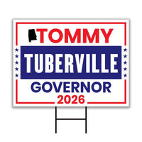 Tommy Tuberville For Alabama Governor 2026 Yard Sign, Corrugated Governor Elections Race Red White & Blue Yard Sign with Metal H-Stake